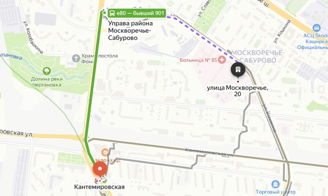 Проезд от метро Кантемировская